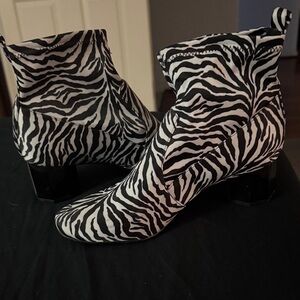 Katy Perry Collections Black and White Zebra Ankle Boots